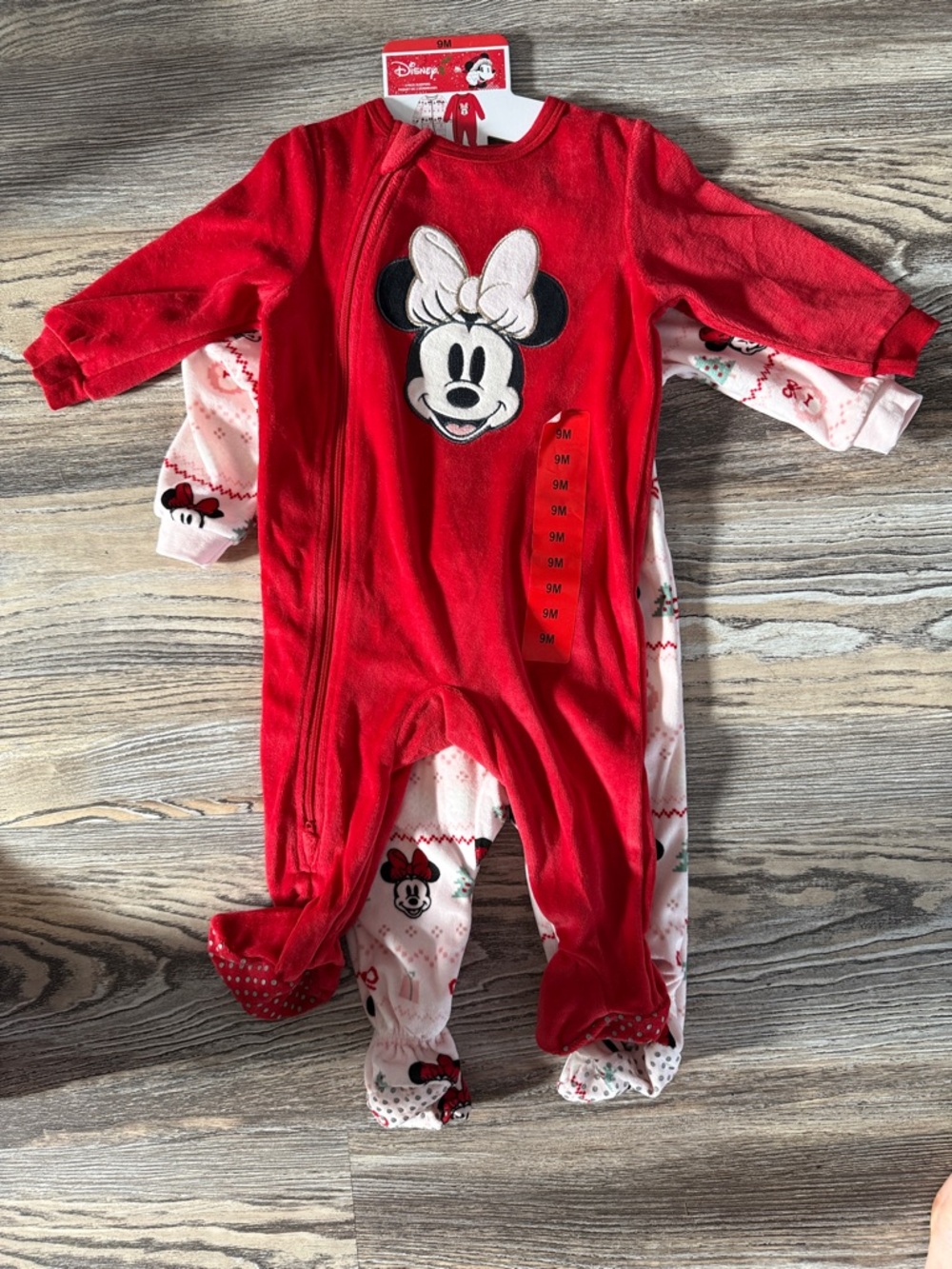 Disney Red Minnie Mouse Footed One-Piece Sleepers - 2 Pack
